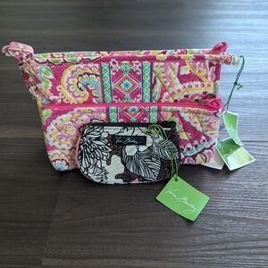 NWT Vera Bradley Capri Melon Mocha Rouge Cosmetic bags and ID bag Y2K set of 3